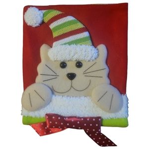 NWOT Cracker Barrel Cat Christmas Stocking Cap 3D With Picture Pocket Good Kitty